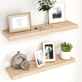 fuqing 30 Inch Floating Shelves 6.7'' Deep Natural Wood Shelves Set of 2 by Fuqing