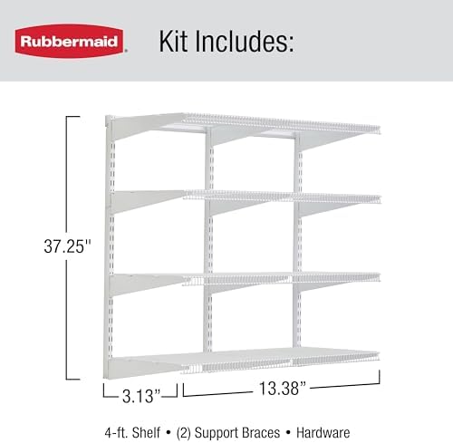 Rubbermaid 36" Pantry Organization Shelf System Direct Wall Mount 4 Shelves and - Image 3