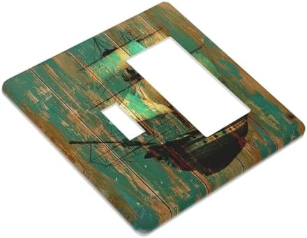 Outlet Covers Rustic Green Wood Grain Sailboat 1 Toggle 1 Rocker Combination - Image 3