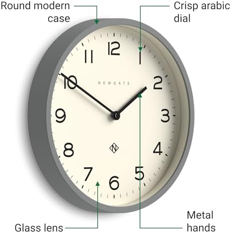 NEWGATE® Number Four Echo wall Clock | Modern Round Clock | 12" | Gray | Easy - Image 5
