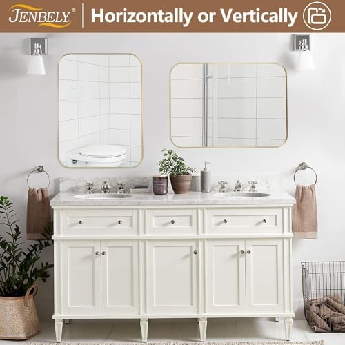 48x30 Inch Brushed Nickel Bathroom Mirror, Framed Rectangle Mirror - Image 6