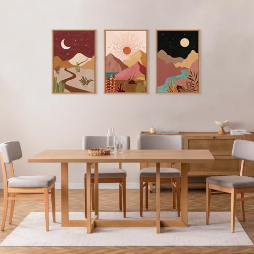 LHIUEM Large Boho Southwest Mountain Framed Canvas Wall Art, Abstract Desert - Image 4