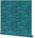 Spoonflower Faux Grasscloth Teal Peel and Stick Removable Wallpaper by Spoonflower