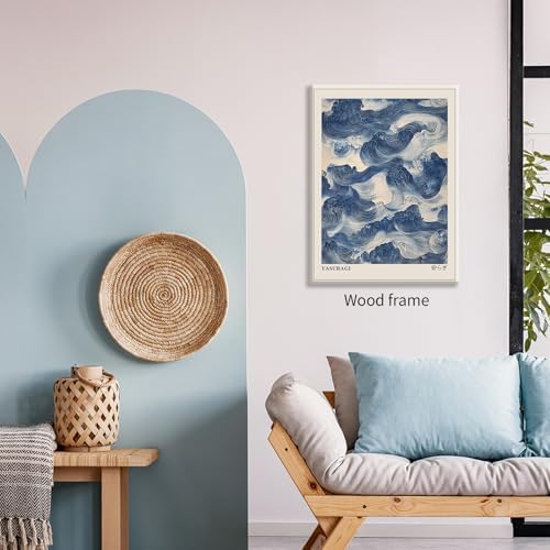 Japanese Blue Waves Wall Art Vintage Oriental Japandi Wabi Sabi Poster 08x10 - Image 4