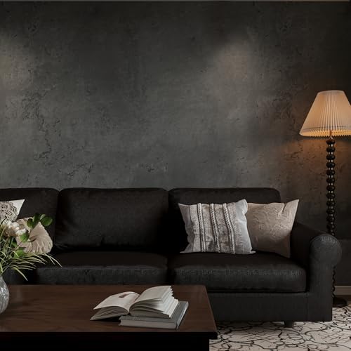 Dark Gray Concrete Wallpaper Peel and Stick Cement Contact Paper 16x708 inch by HolomeyWallpaper
