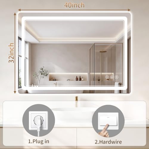 BEAUTYPEAK 32"x40" LED Bathroom Mirror - Image 3