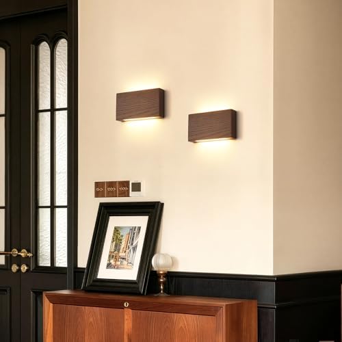Modern LED Wall Sconce, Linear Wood LED Wall Mounted Lamps, Minimalist Up Down - Image 7