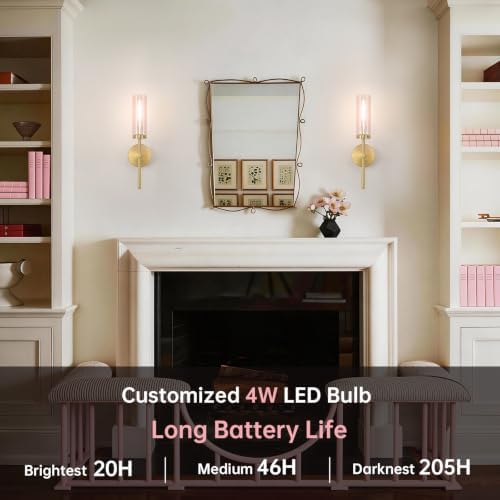 Shenmoyl Battery Operated Wall Sconces Set of 2, Dimmable Wall Lights - Image 2