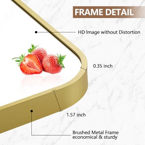 20x30 Inch Gold Mirror, Framed Rectangle Mirror - Image 4