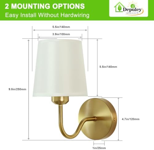 Depuley Battery Operated Wall Sconce: Set of 2 Wireless Wall Lights - Image 7