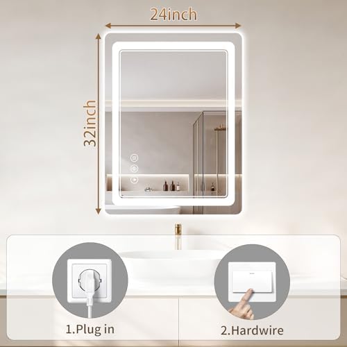 BEAUTYPEAK 24"x32" LED Bathroom Mirror - Image 5
