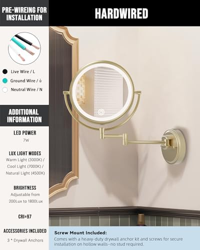 10" Brass Wall Mount Magnifying Mirror - Image 2