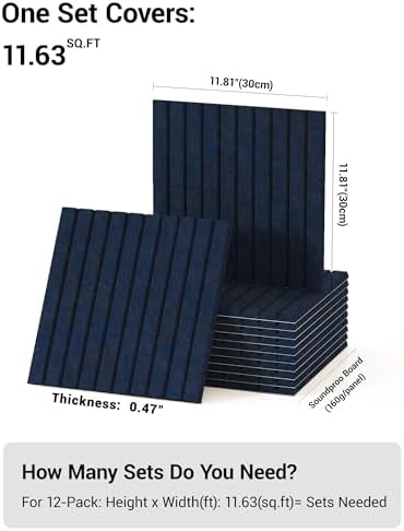 12 Pack Self-Adhesive Acoustic Wall Panels-Starry Blue - Image 2