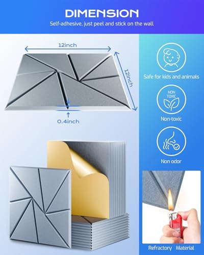 12 Pack Acoustic Panels, Sound Proof Foam Panels - Image 3