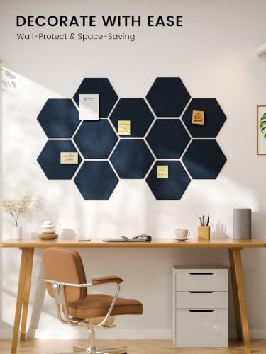 Fluxynara 12-Pack Hexagon Felt Bulletin Board Tiles, Carbon Blue-1 - Image 6