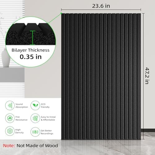 6 Pack Sound Proof Foam Panels for Walls 47.2"x23.6" Large Acoustic Panels - Image 2
