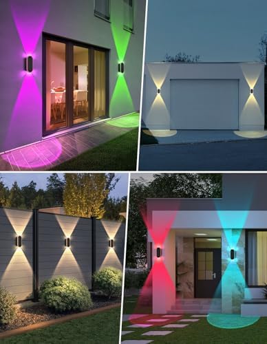 Solar Fence Lights Outdoor, Warm White & RGB 8 Modes Solar Wall Lights Outdoor - Image 6