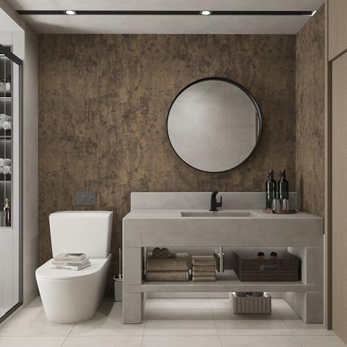 Dark Brown Concrete Wallpaper Peel and Stick Tan Cement Contact Paper Vintage - Image 6