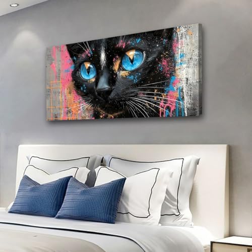 Black Cat Canvas Wall Art Animal Wall Decor Modern Street Art Perfect - Image 5