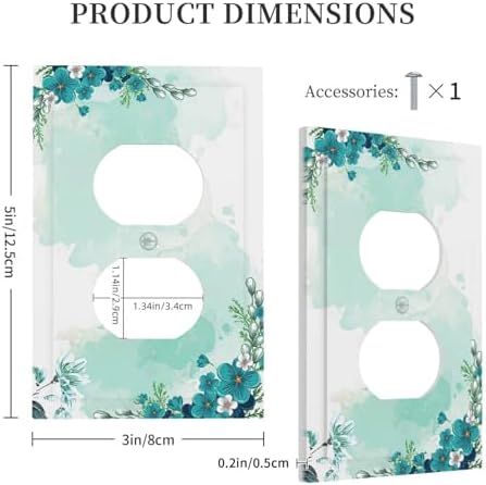Outlet Covers Blue Green Flowers Light Green Watercolor Patterns 1 Gang Duplex - Image 5