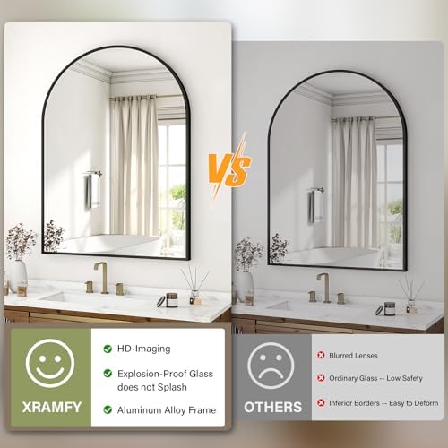 XRAMFY 32"x48" Arched Bathroom Mirror - Image 4