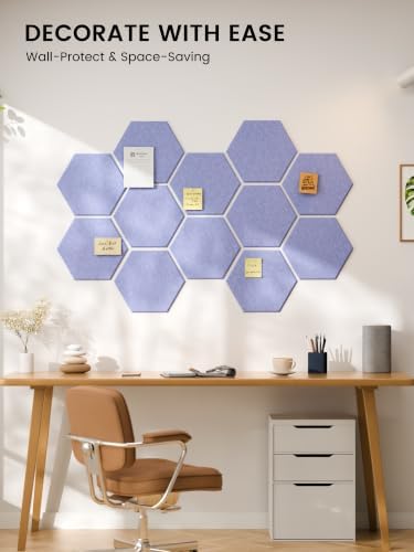 Fluxynara 12-Pack Hexagon Felt Bulletin Board Tiles - Image 6