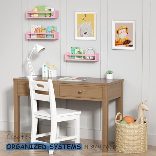 Pink Nursery Floating Shelves for Wall, Kids Book Shelf for Baby Girls Room - Image 4
