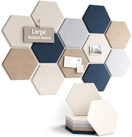 Fluxynara 12-Pack Hexagon Felt Bulletin Board Tiles, Nordic Slate-1 by FLUXYNARA