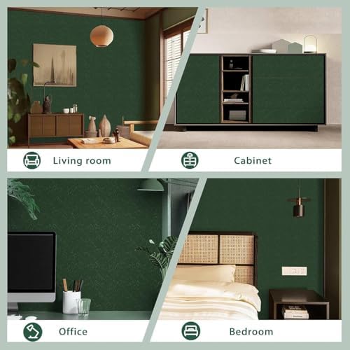 Dark Green Peel and Stick Wallpaper Removable Silk Texture Contact Paper - Image 6