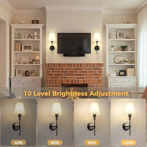 Battery Operated Wall Sconce: Set of 2 Wireless Wall Light 12000mAh - Image 6