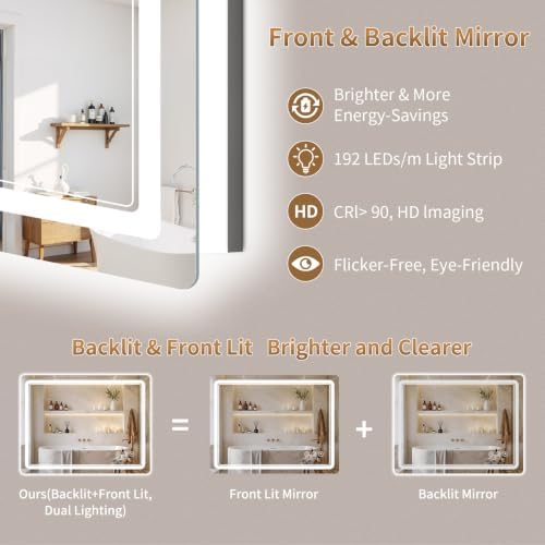 BEAUTYPEAK 32"x40" LED Bathroom Mirror - Image 2