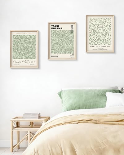 HesenDot Framed Wall Art Set of 3, Sage Green Botanical Wall Decor - Image 5