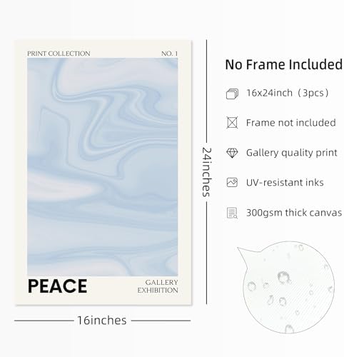 Blue Aura Wall Art Decor Retro Aesthetic Canvas Wall Art Pastel Abstract - Image 2