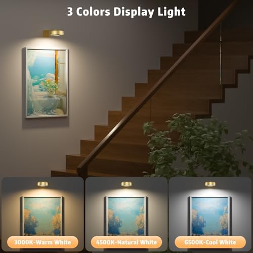 3 Pcs Picture Lights, Rechargeable Battery Operated Dimmable 3-Color Wall Light - Image 5