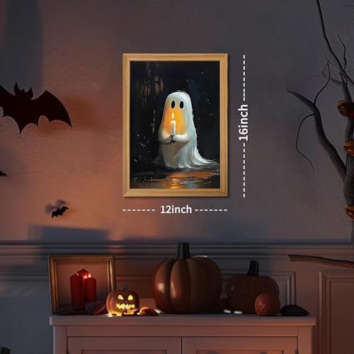 Framed Vintage Halloween Ghost Wall Art - Image 3