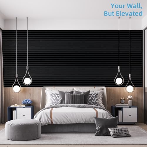 Art3d 94 x 12.6 in, Acoustic Lightweight Slat Wood Wall Panels, Matte Black - Image 3
