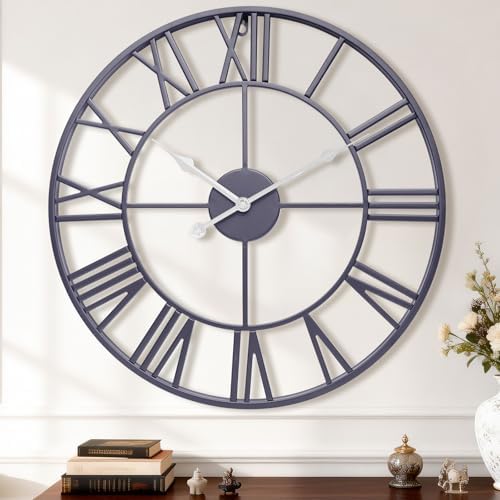 16 Inch Slate Gray Roman Numerals Wall Clocks by MuZi+famlily