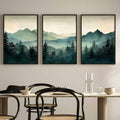Mountain Wall Art Decor Set of 3 Sage Green Forest Canvas Wall Art Prints by Unknown