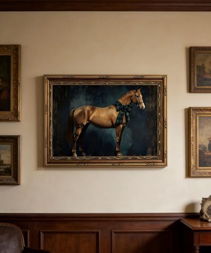 Vintage Gold Framed Wall Art Vintage Horse - Image 3