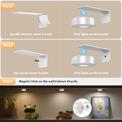 3 Pcs Picture Lights, Rechargeable Battery Operated Dimmable 3-Color Wall Light - Image 3