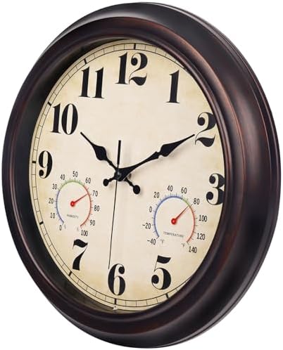 45MinST 13 Inch Red-Brown Vintage Waterproof Wall Clock - Image 3