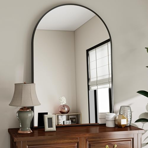VooBang Large Arched Wall Mirror, 36 x 48 inch Arch Bathroom Mirror Black by VooBang