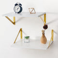 Axeman Deep Floating Shelves for Wall, 12 Inch Deep White and Gold Shelves Set by Axeman