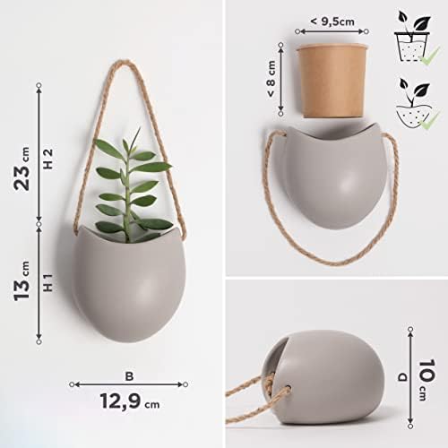 Kazai. Wall Planters -Ellie- | Hanging Ceramic Plant Pots 3 Pieces | Wall - Image 5