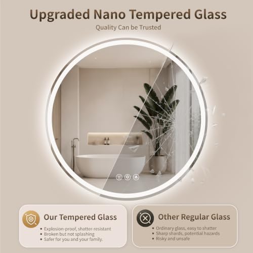 BEAUTYPEAK 32 Inch Round LED Bathroom Mirror - Image 3