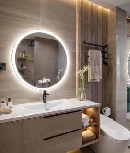 FLJ 24X24 inches Round LED Bathroom Mirror - Image 3