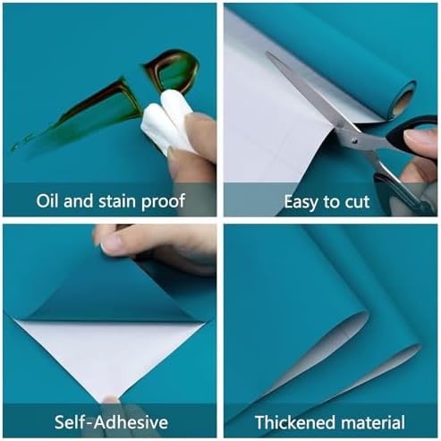 Teal Peel and Stick Wallpaper 15.7"x393" Solid Colour Contact Paper Modern - Image 2