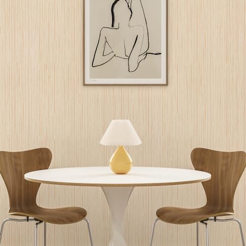 Beige Grasscloth Peel and Stick Wallpaper Texture Contact Paper A Set of 15.7" - Image 2