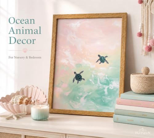 Framed Coastal Turtle Wall Art, Ocean Animal Picture, Summer Wall Decor - Image 2