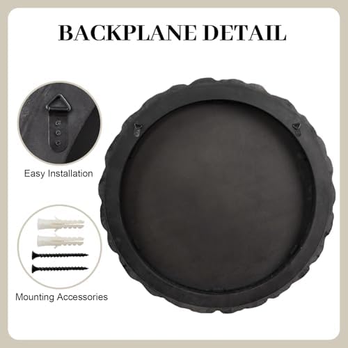35" Large Round Wood Mirror, Rustic Wall Mirror - Image 5